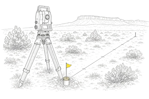 A total station over a brass monument